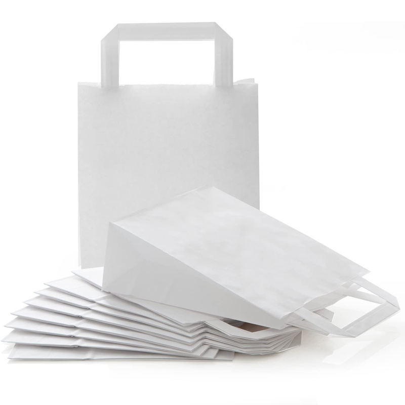 Fehér szalagfüles kraftpapír táskák